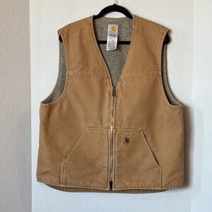 Carhartt V26 Brown Duck Canvas Work Vest XL Sherpa Lined